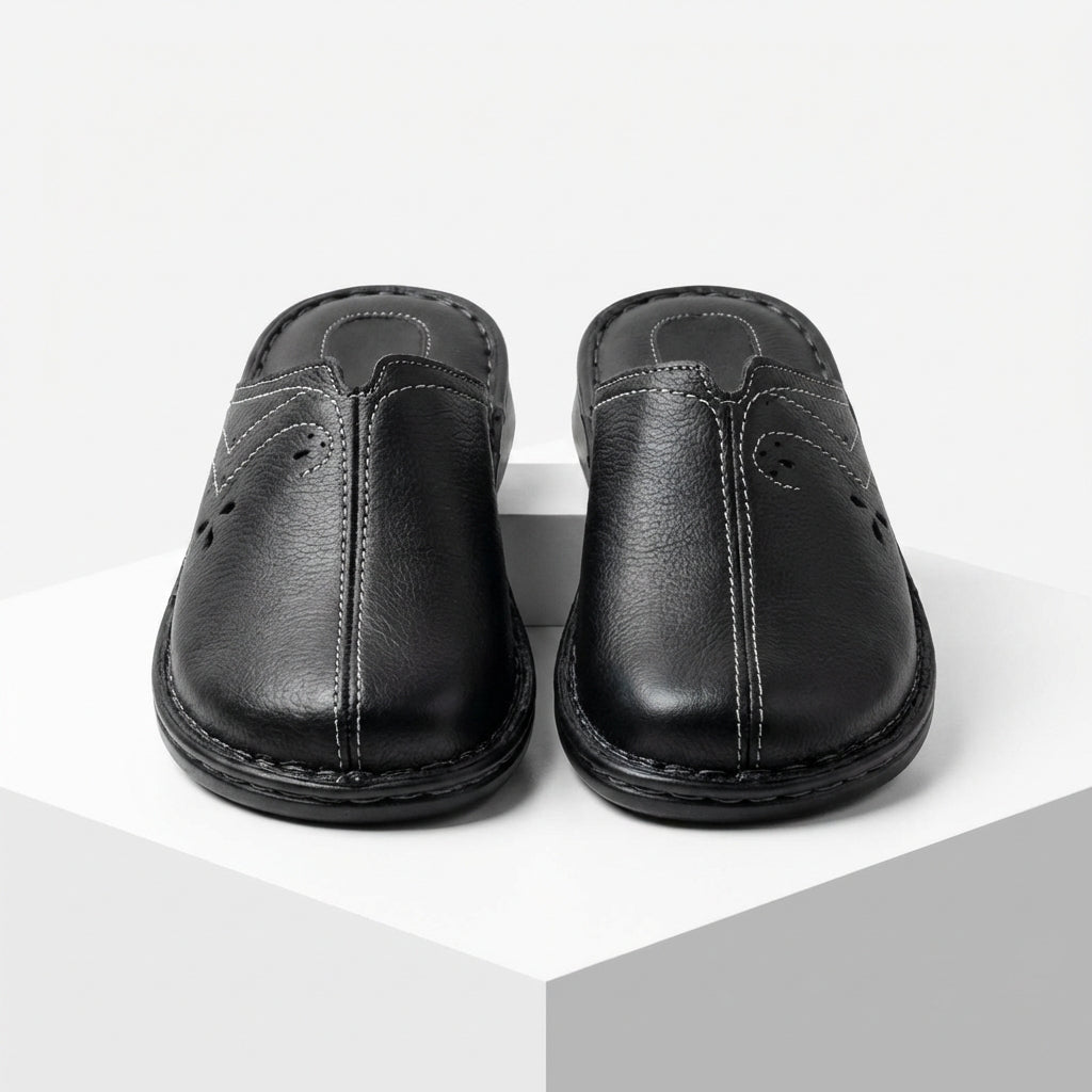 Saboti medicali de dama, negru, A - 01, din piele naturala - Paul Style