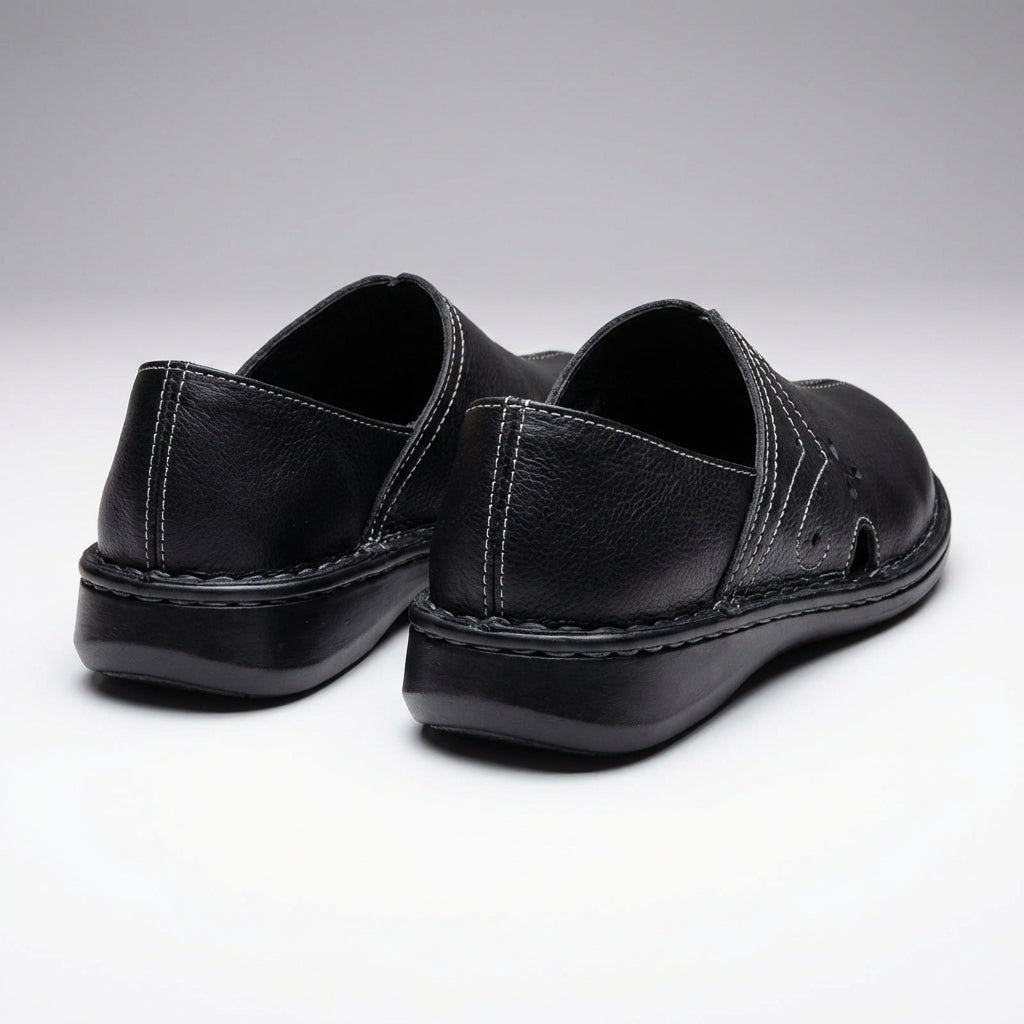 Saboti medicali de dama, negru, A - 01, din piele naturala - Paul Style