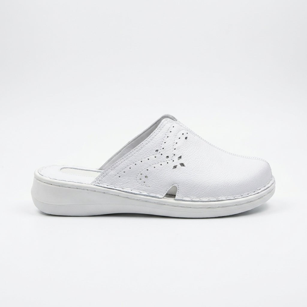 Saboti medicali de dama,alb, A - 01, din piele naturala - Paul Style