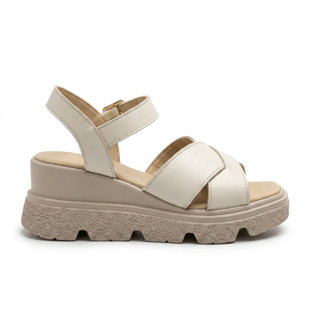 Sandale dama bej, R - 01, din piele naturala - Paul Style