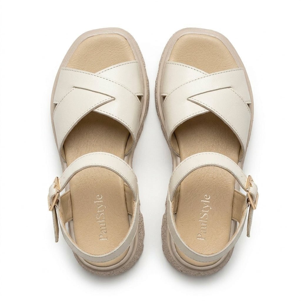 Sandale dama bej, R - 01, din piele naturala - Paul Style