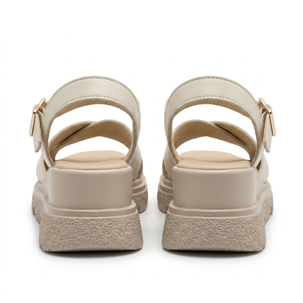 Sandale dama bej, R - 01, din piele naturala - Paul Style