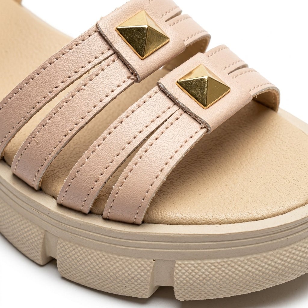 Sandale dama bej, R - 06, din piele naturala - Paul Style