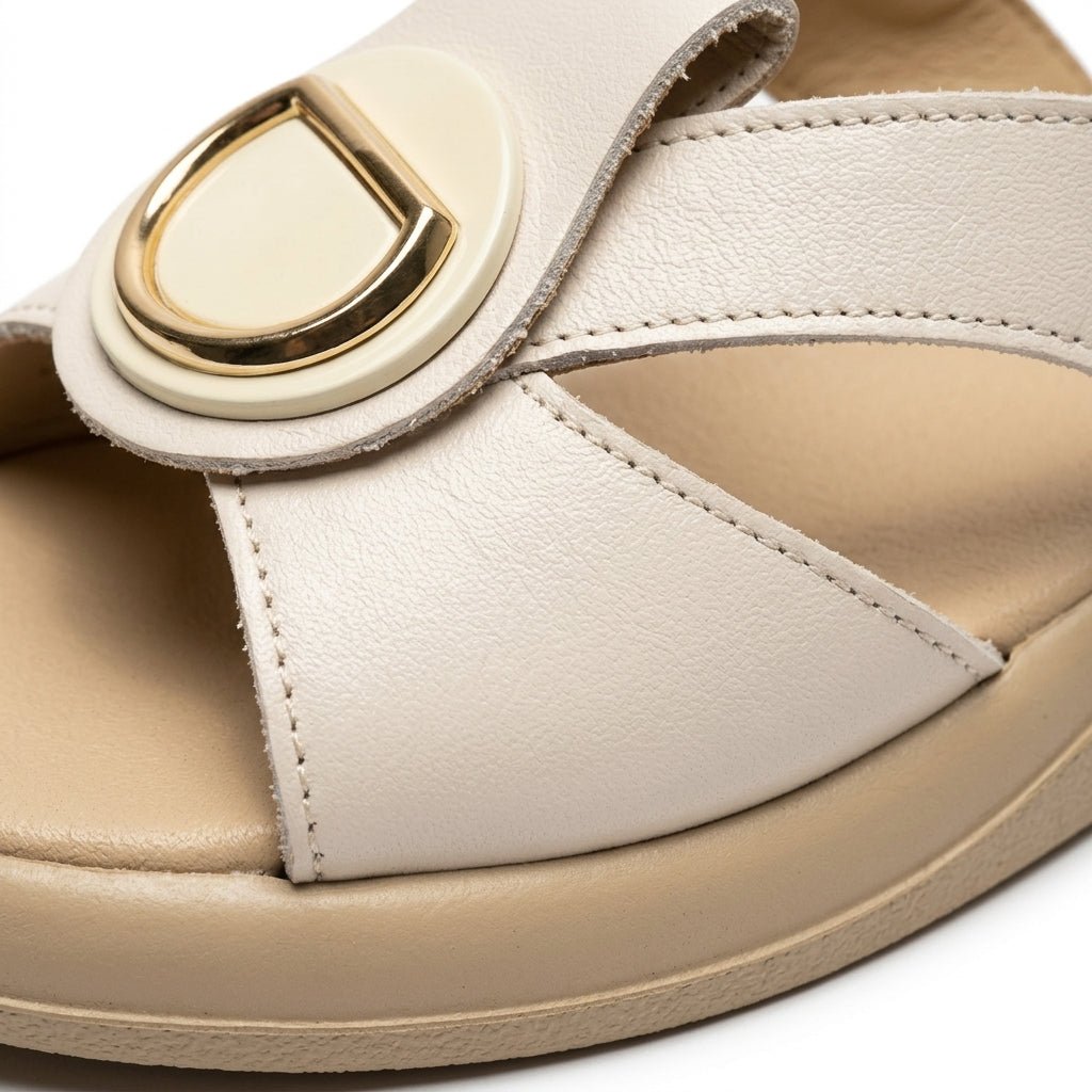 Sandale dama bej, R - 07, din piele naturala - Paul Style