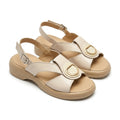 Sandale dama bej, R - 07, din piele naturala - Paul Style