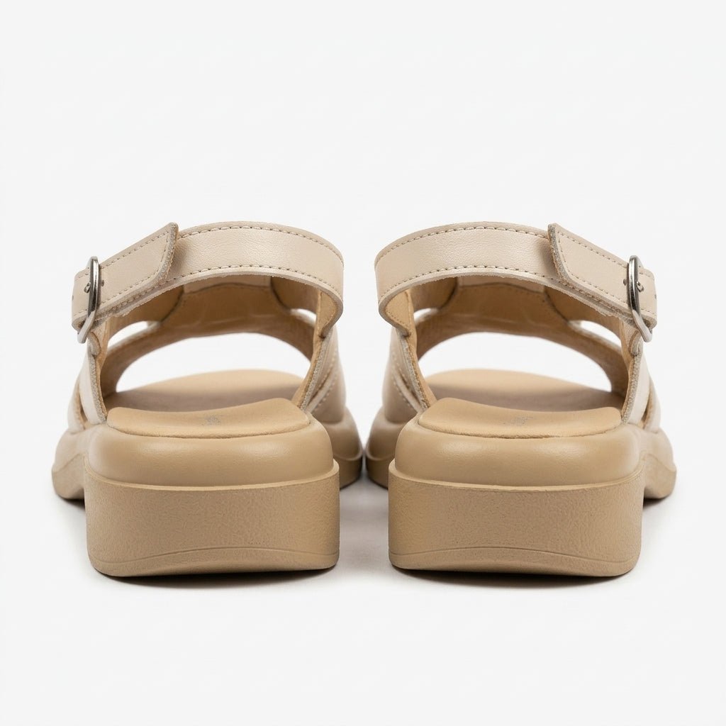 Sandale dama bej, R - 07, din piele naturala - Paul Style