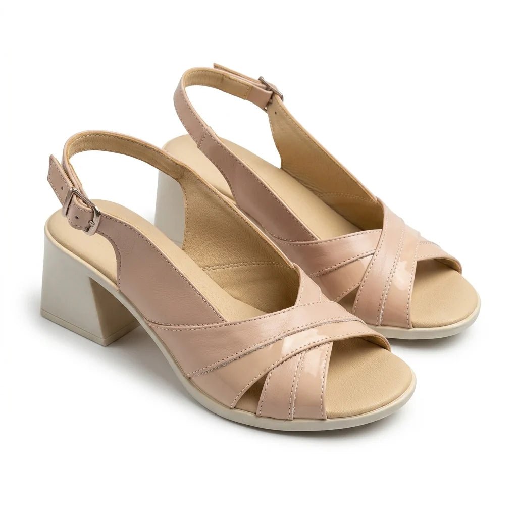 Sandale dama bej, R-56, din piele naturala - Paul Style