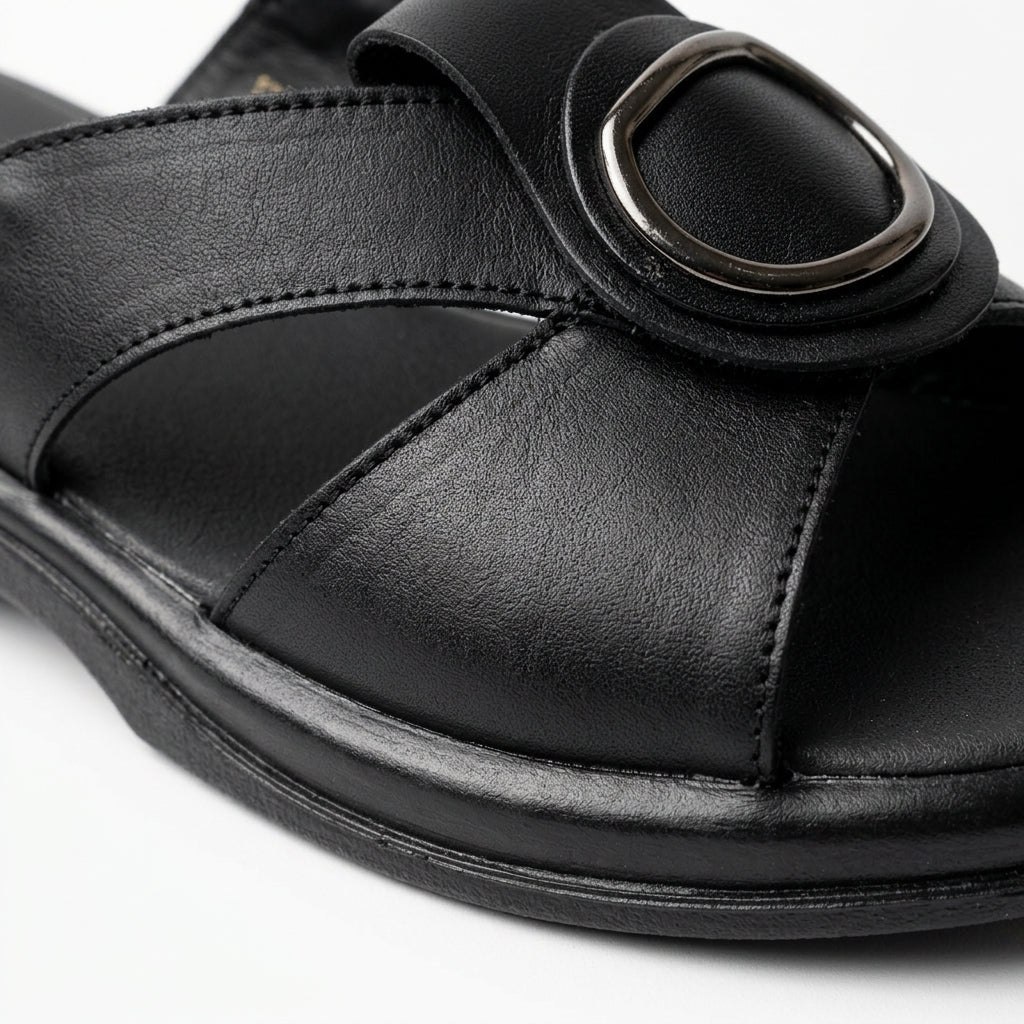 Sandale dama negru, R - 07, din piele naturala - Paul Style