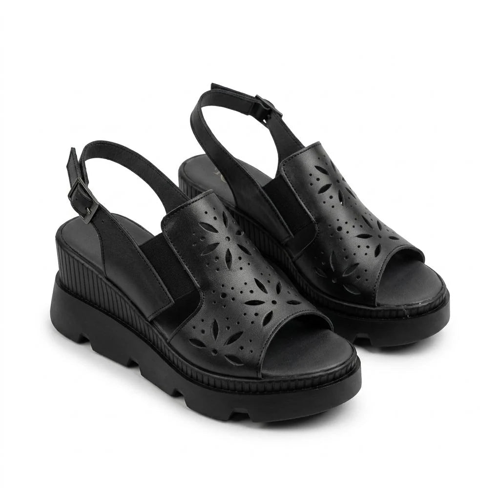 Sandale dama negru, R-21, din piele naturala - Paul Style
