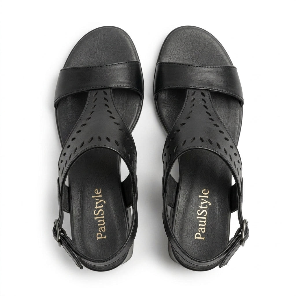 Sandale dama negru, R - 580, din piele naturala - Paul Style