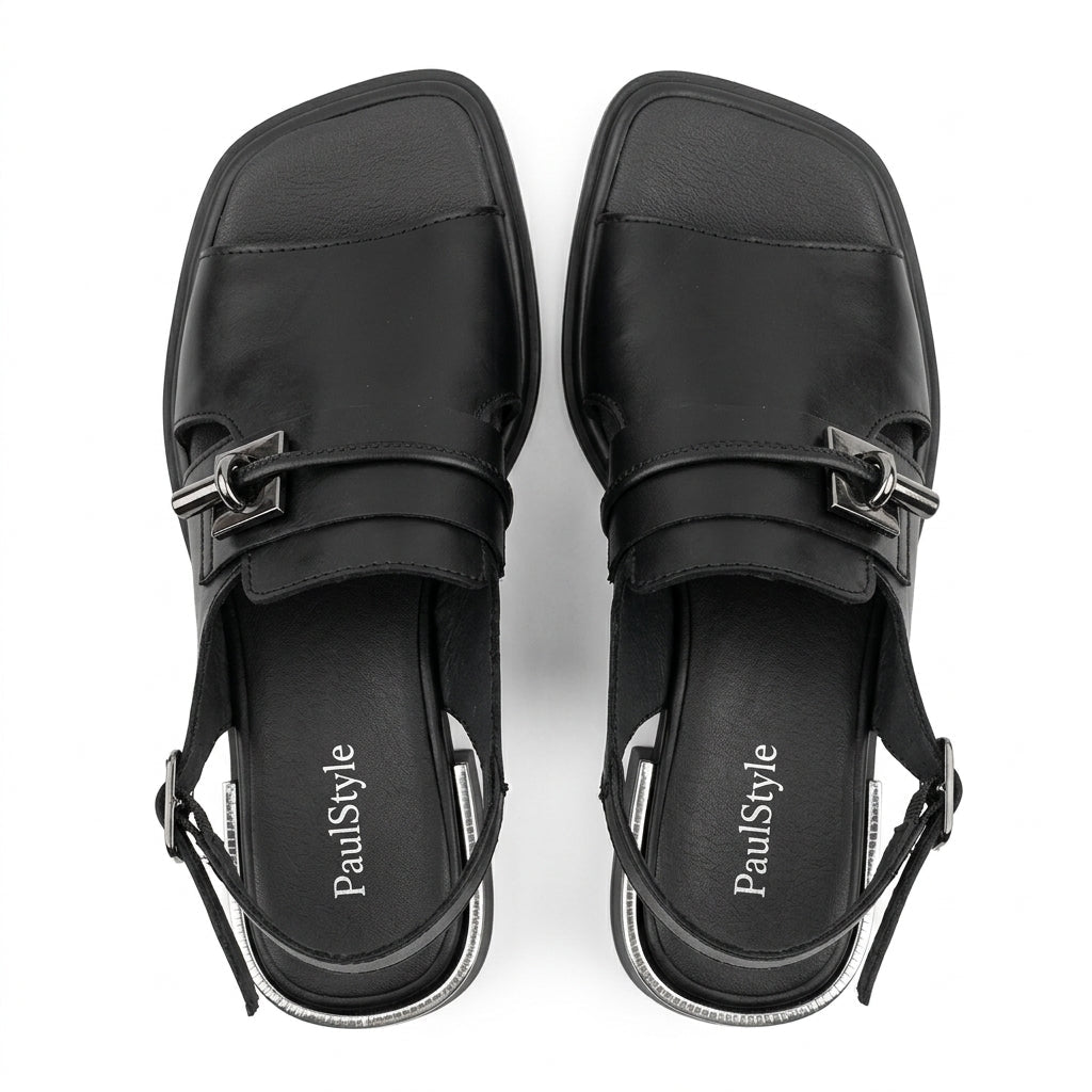 Sandale dama Negru, R - Abi, din piele naturala - Paul Style