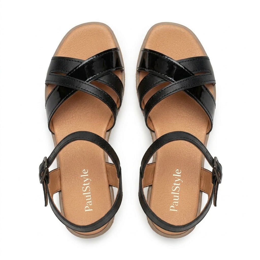 Sandale dama negru, R-Deea, din piele naturala - Paul Style