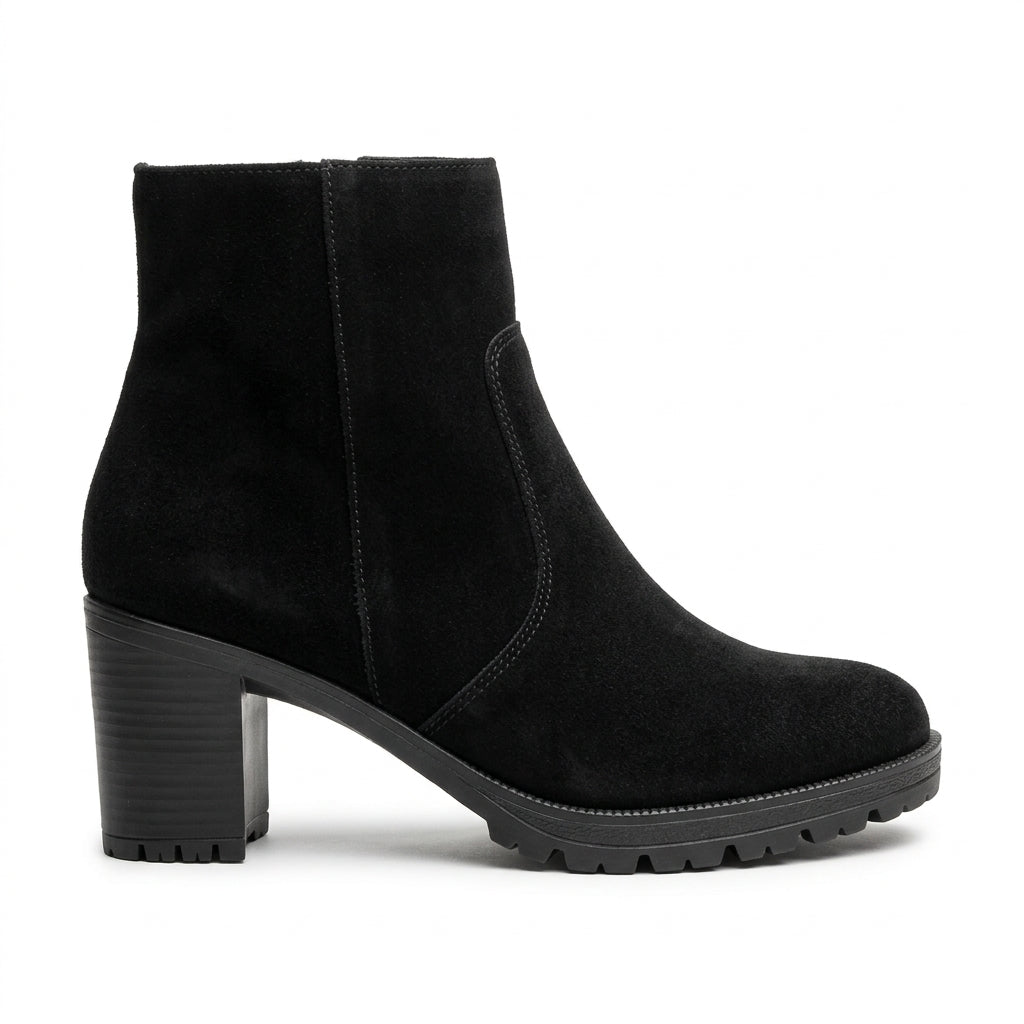 Botine dama negru-velur, Athena-32, din piele naturala