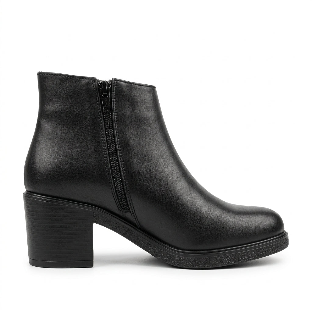 Botine dama negru, A-902, din piele naturala