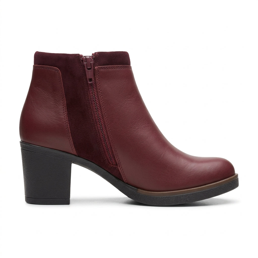 Botine dama visiniu, Merry001, din piele naturala