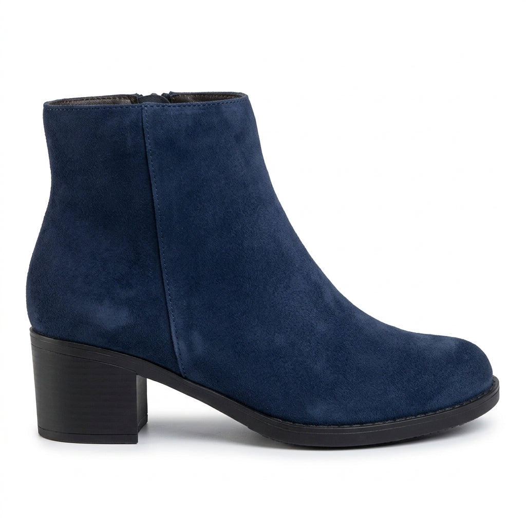 Botine dama bleumarin, Galaxy-002, din piele naturala