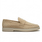 Mocasini  barbati din piele naturală bej deschis -velur, M-8093