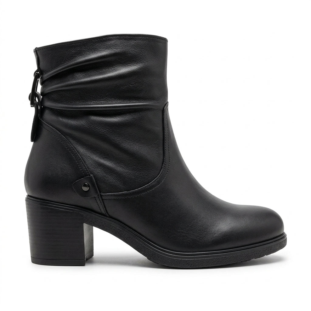 Botine dama negru, A-913, din piele naturala
