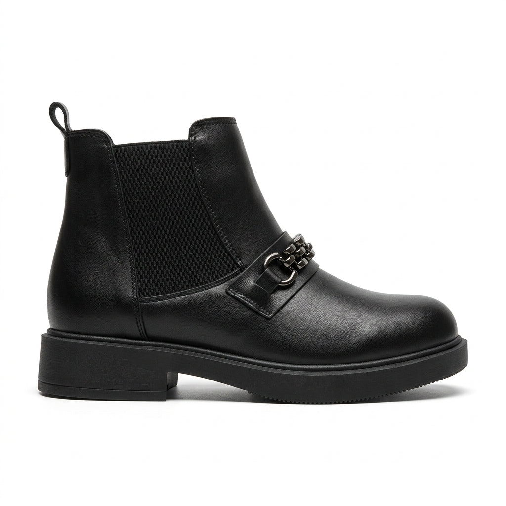 Ghete dama negru, A-940-1, din piele naturala