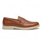 Mocasini  barbati din piele naturală maro-croco, M-8093