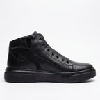Bocanci barbati din piele naturală, A-505, negru