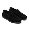 Mocasini  barbati din piele naturală, negru-velur, A-163