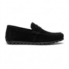 Mocasini  barbati din piele naturală, negru-velur, A-163