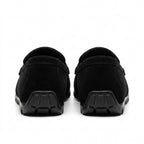 Mocasini  barbati din piele naturală, negru-velur, A-163