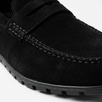 Mocasini  barbati din piele naturală, negru-velur, A-163