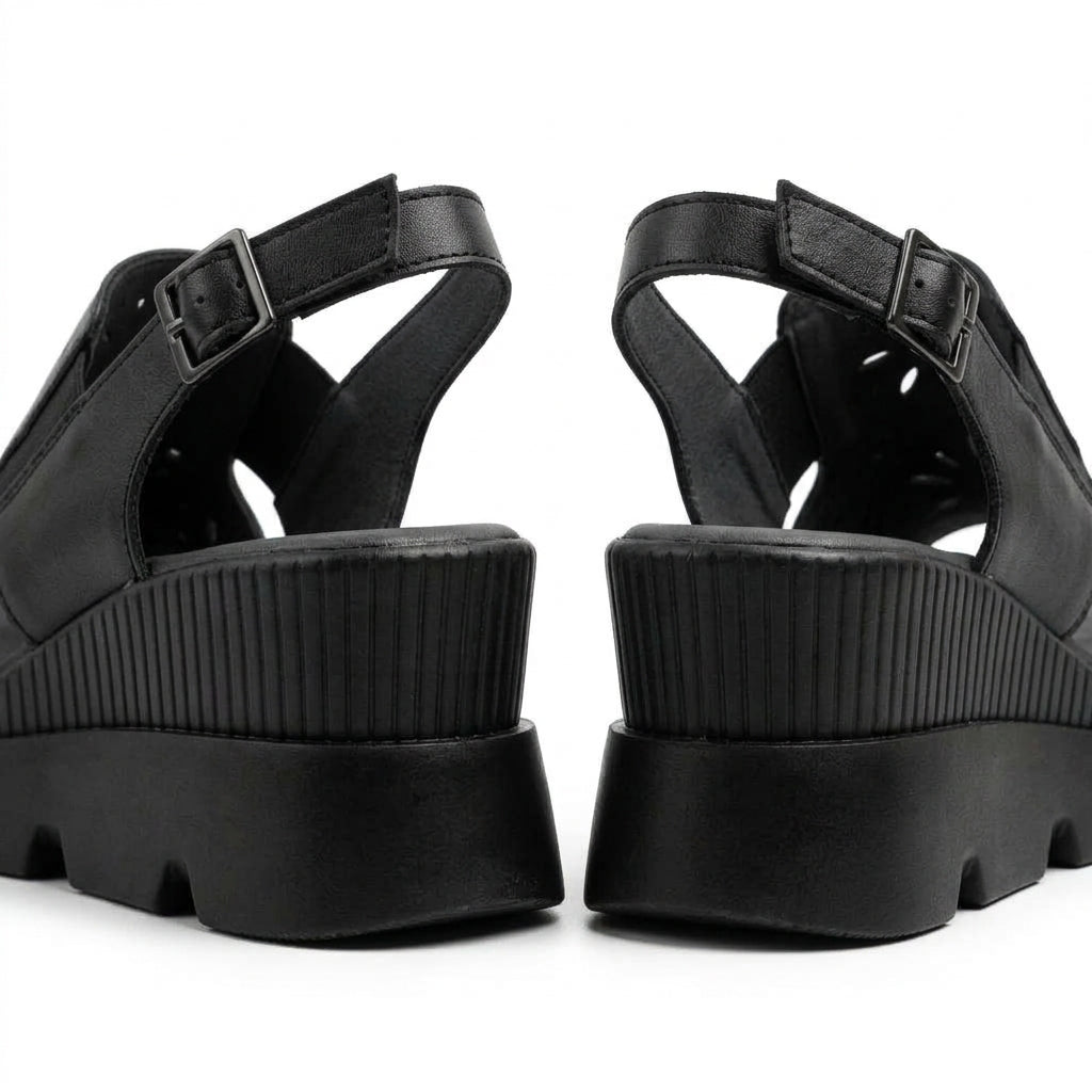 Sandale dama negru, R-21, din piele naturala