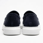 Mocasini  barbati din piele naturală, bleumarin inchis-velur, A160-1