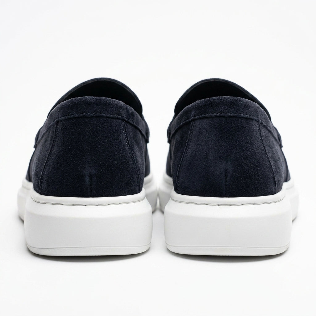 Mocasini  barbati din piele naturală, bleumarin inchis-velur, A160-1