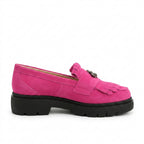 Mocasini dama magenta-velur, R-Ruby, din piele naturala