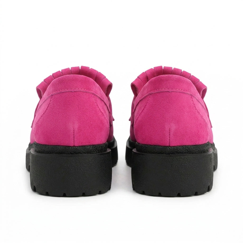 Mocasini dama magenta-velur, R-Ruby, din piele naturala