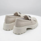 Mocasini dama alb-natur, 131, din piele naturala