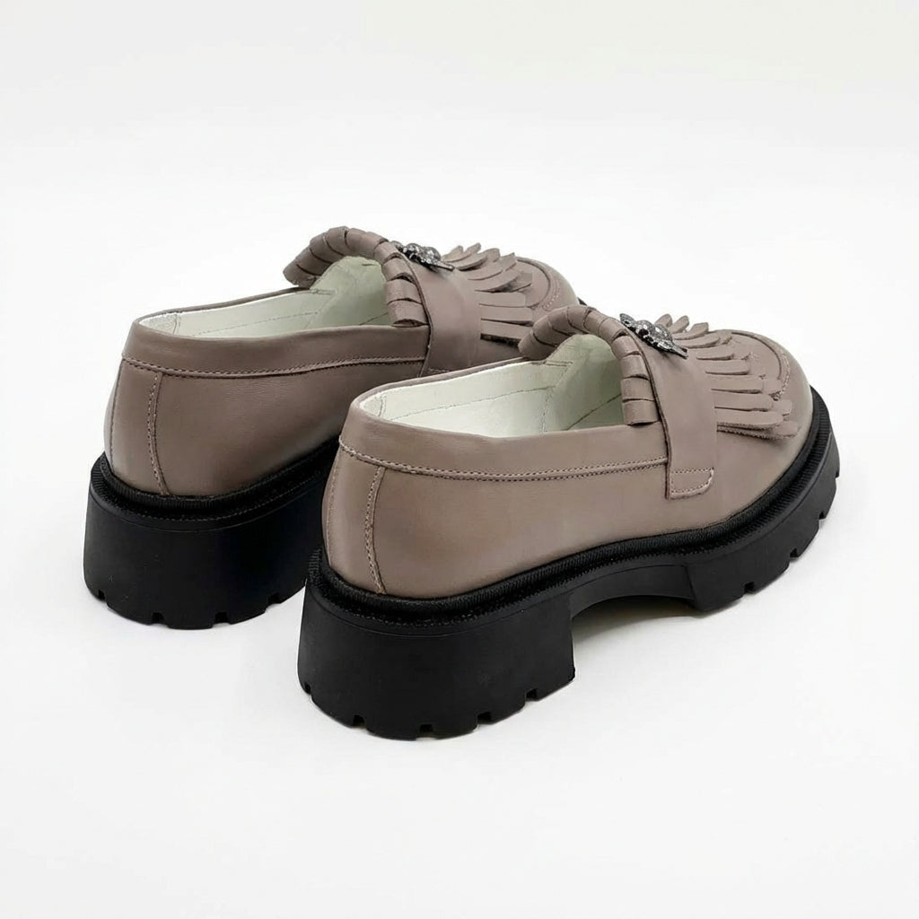 Mocasini dama taupe, 131, din piele naturala