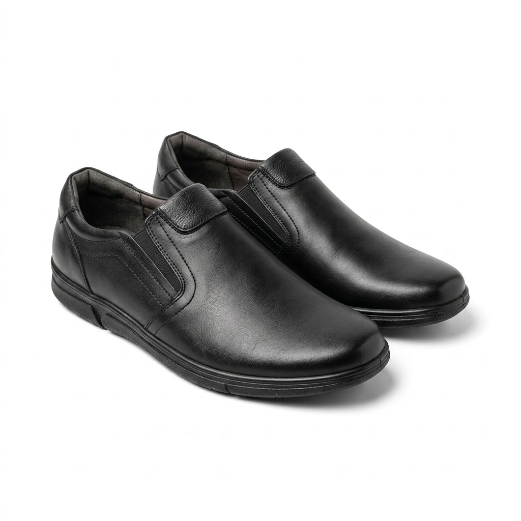 Pantofi casual barbati din piele naturală, A-502, negru