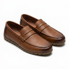Mocasini  barbati din piele naturală, maro, A-163
