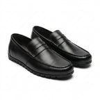 Mocasini  barbati din piele naturală, negru, A-163