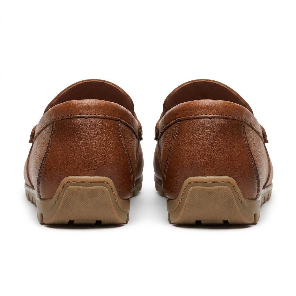 Mocasini  barbati din piele naturală, maro, A-163