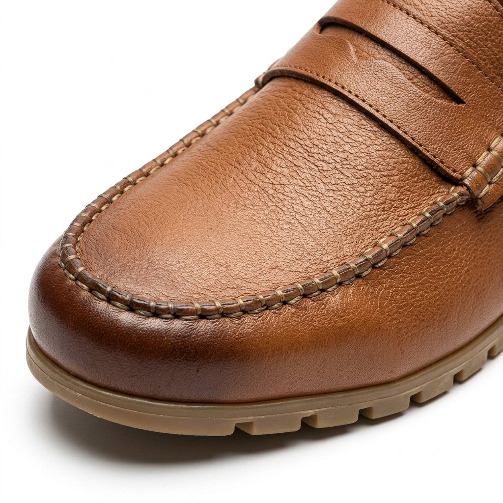 Mocasini  barbati din piele naturală, maro, A-163