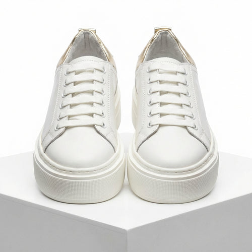 Adidasi dama alb-auriu, piele naturala,Fia-180.16