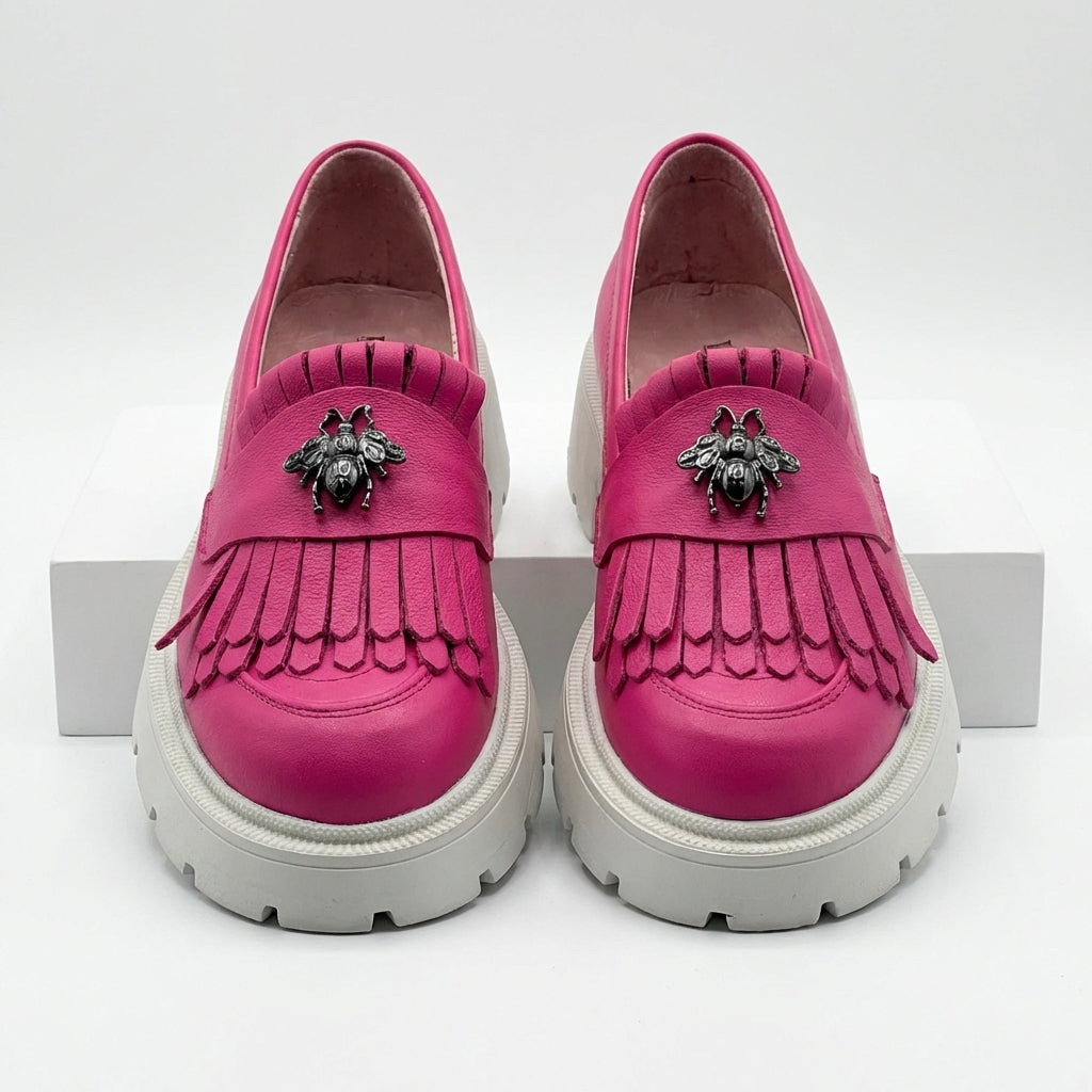 Mocasini dama magenta, 131, din piele naturala