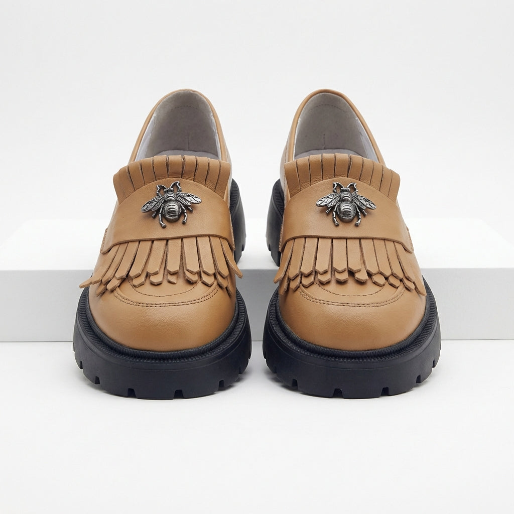 Mocasini dama maro, 131, din piele naturala cu talpa neagra