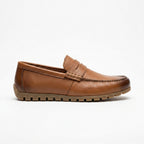 Mocasini  barbati din piele naturală, maro, A-163