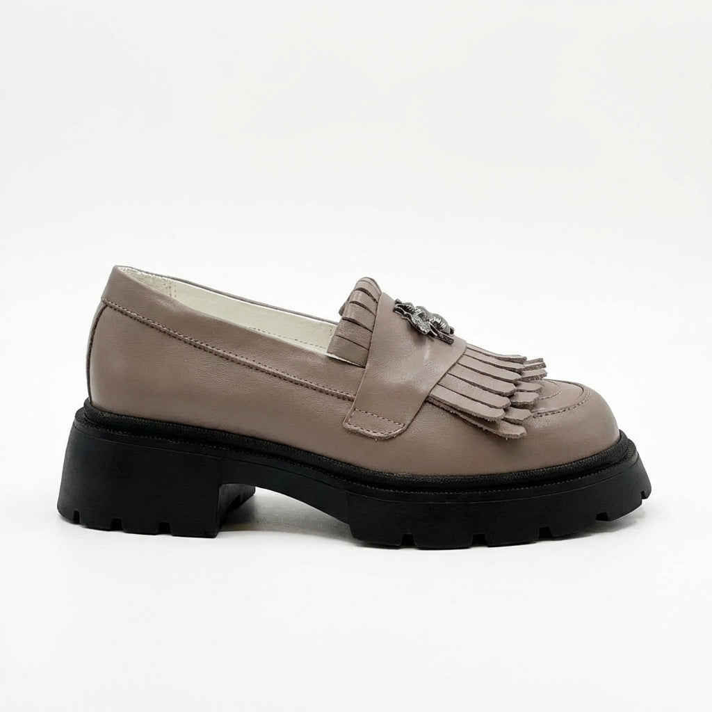 Mocasini dama taupe, 131, din piele naturala