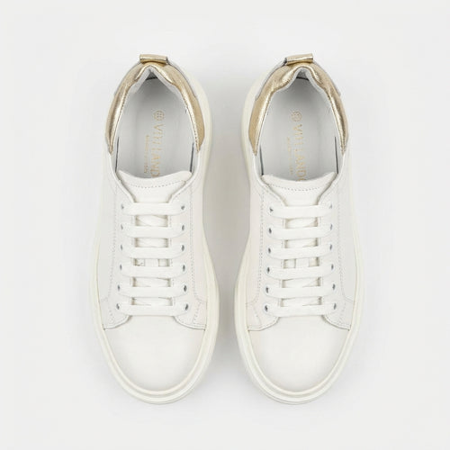 Adidasi dama alb-auriu, Fia-18016, piele naturala