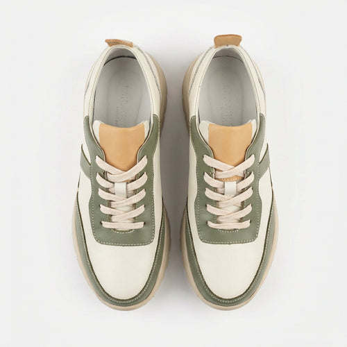 Adidasi dama bej-verde, piele naturla, Bela-204