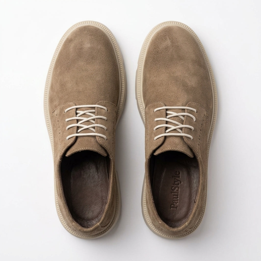 Pantofi casul dama bej-velur, A-296, din piele naturala