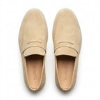 Mocasini  barbati din piele naturală bej deschis -velur, M-8093